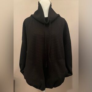 Max Studio London Waffle Fleece Top with Funnel Neck
